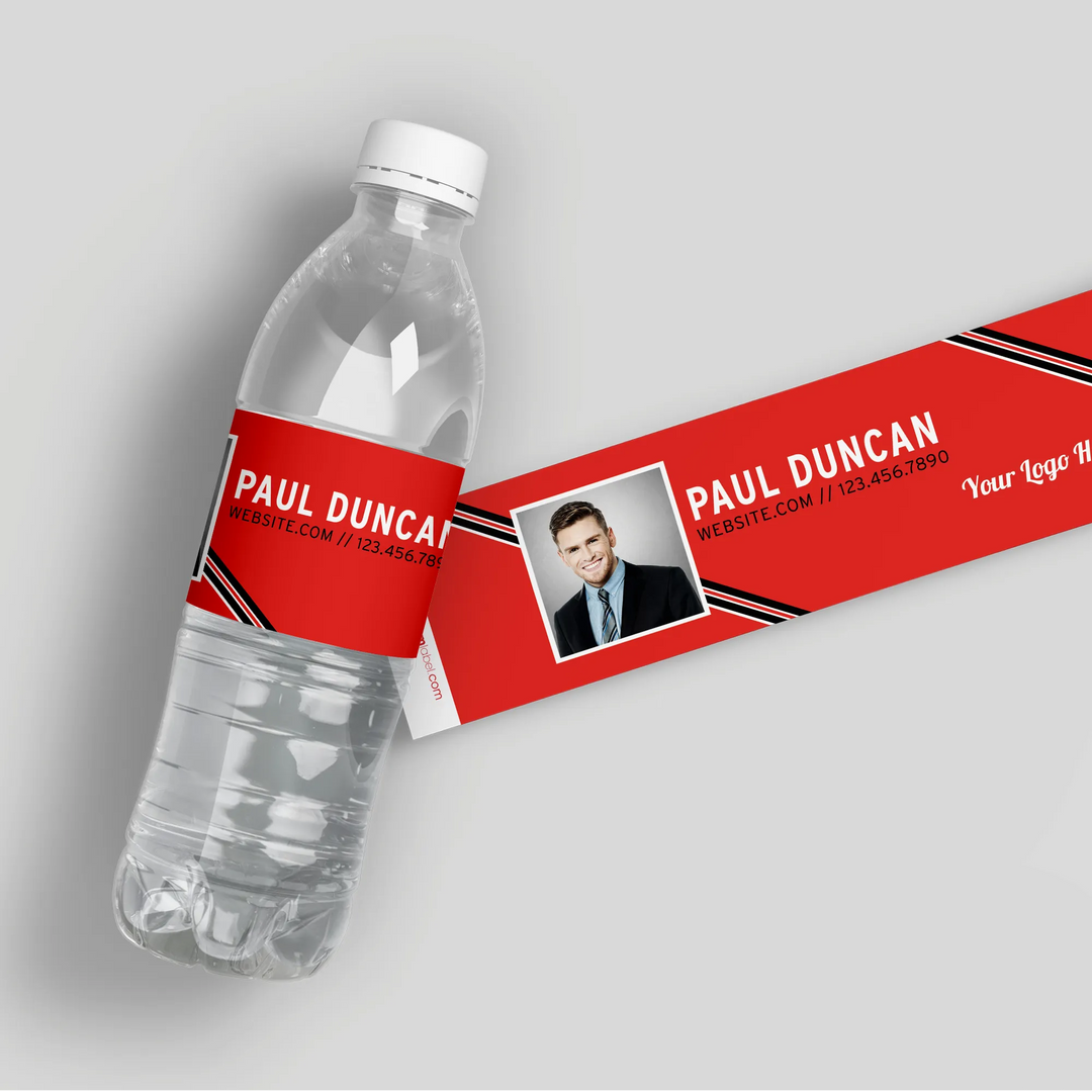 Striped Business Water Bottle Labels - iCustomLabel