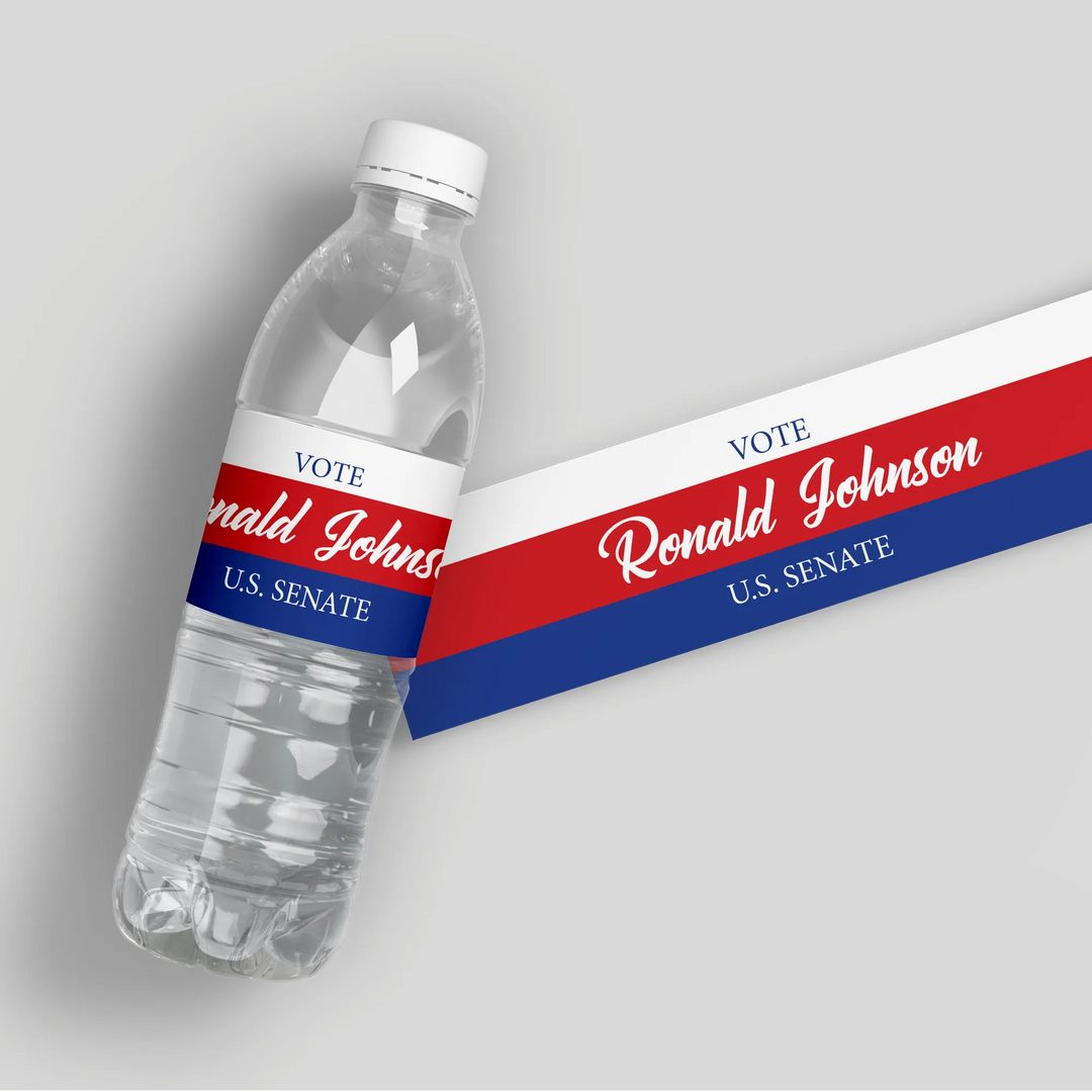 Striped Political Water Bottle Labels - iCustomLabel