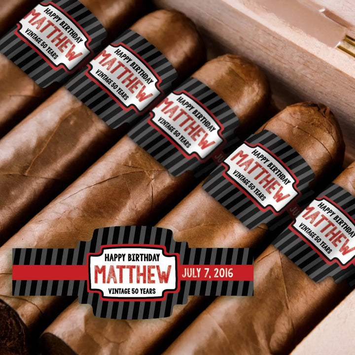 Stripes 50th Birthday Cigar Bands - iCustomLabel