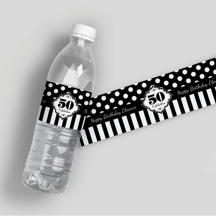 Stripes Polka Dots Birthday Water Bottle Labels - iCustomLabel