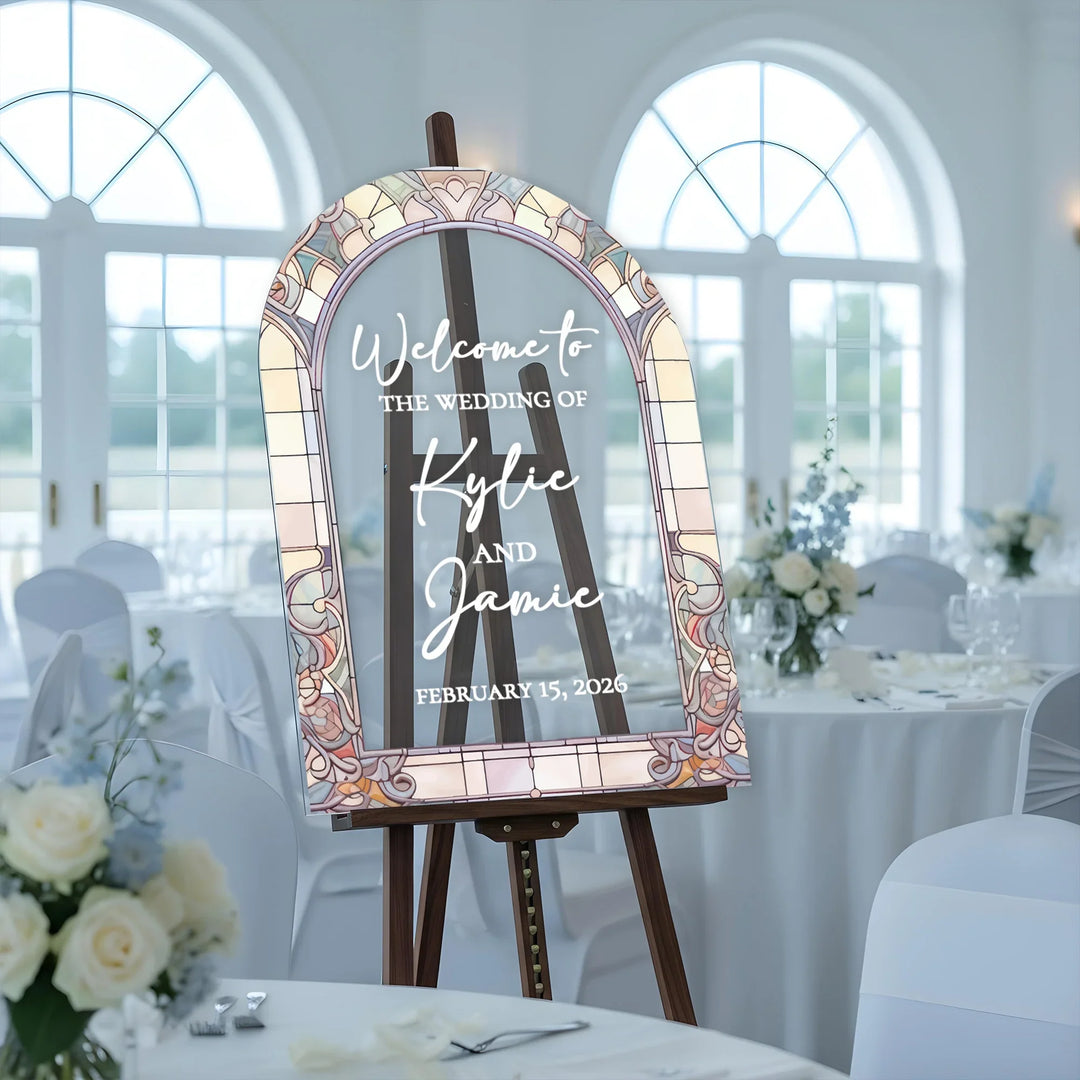 Subtle Shades Stained Glass Wedding Welcome Sign