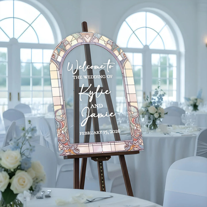 Subtle Shades Stained Glass Wedding Welcome Sign