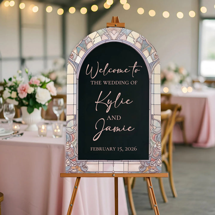 Subtle Shades Stained Glass Wedding Welcome Sign