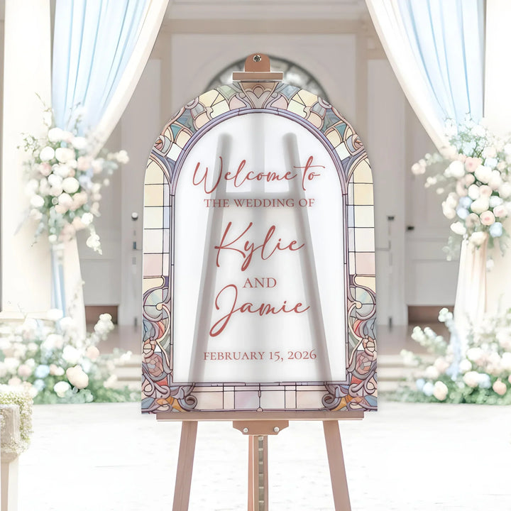 Subtle Shades Stained Glass Wedding Welcome Sign
