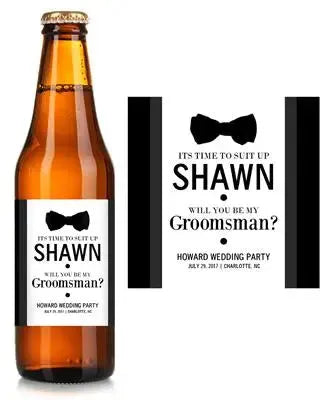 Suit Up Groomsman Beer Label - iCustomLabel