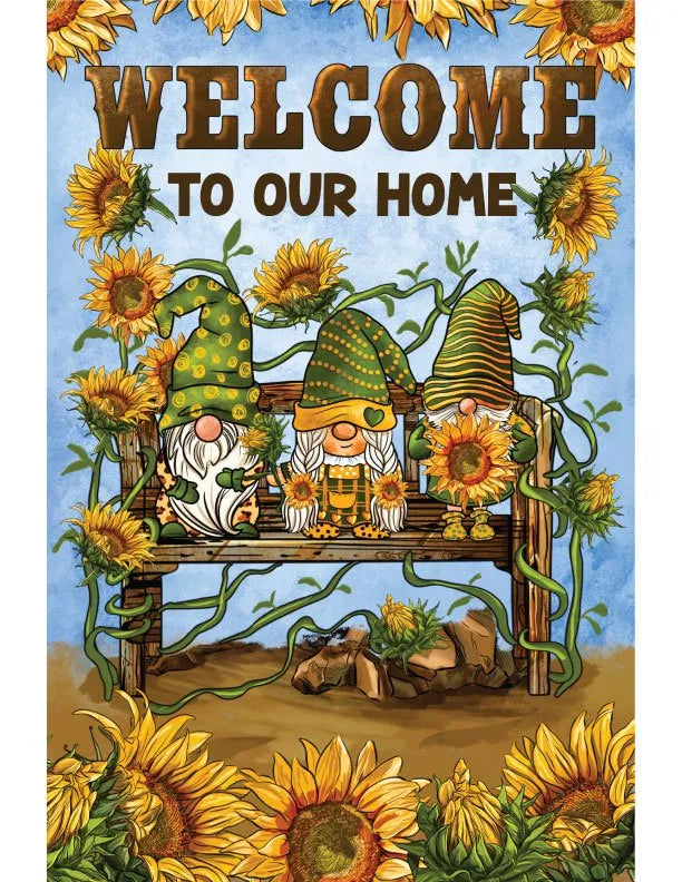 Sunflower Gnome Metal Garden Flag - iCustomLabel