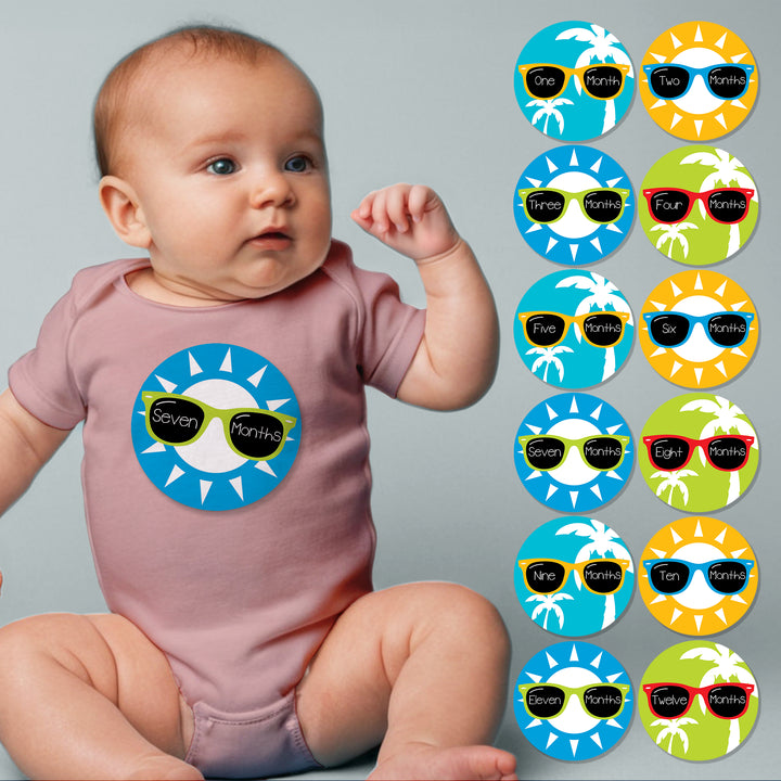 Sunglass Baby Month Stickers - iCustomLabel