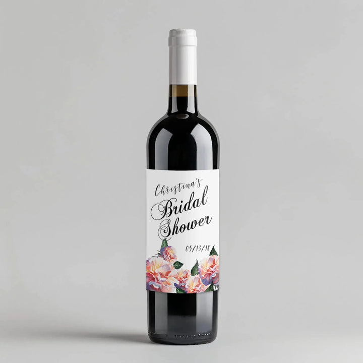 Sunset Floral Bridal Shower Wine Label - iCustomLabel