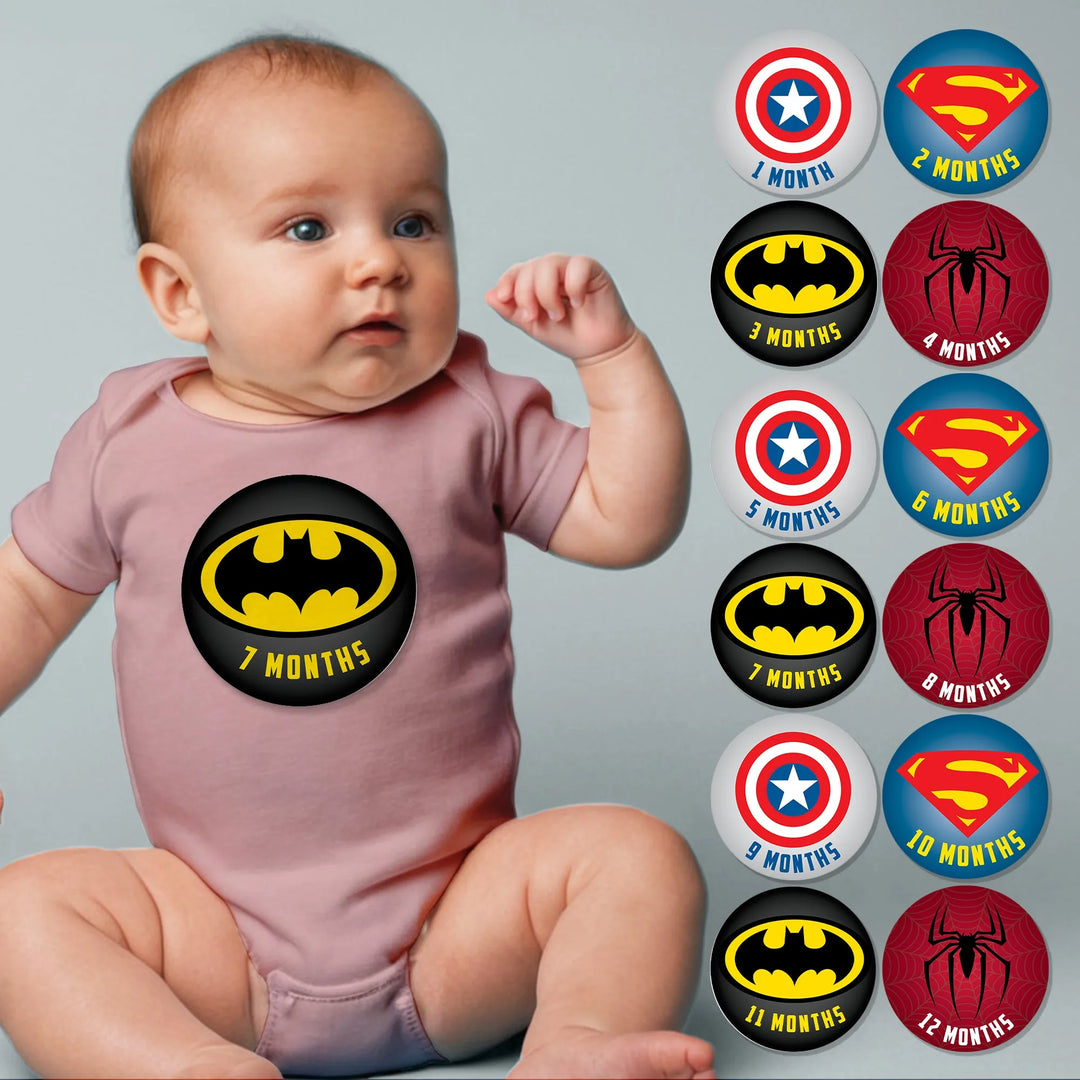 Superhero Baby Month Stickers - iCustomLabel