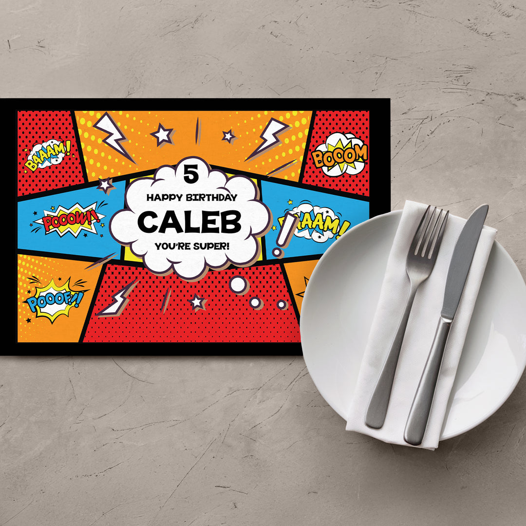 Superhero Birthday Placemats - iCustomLabel