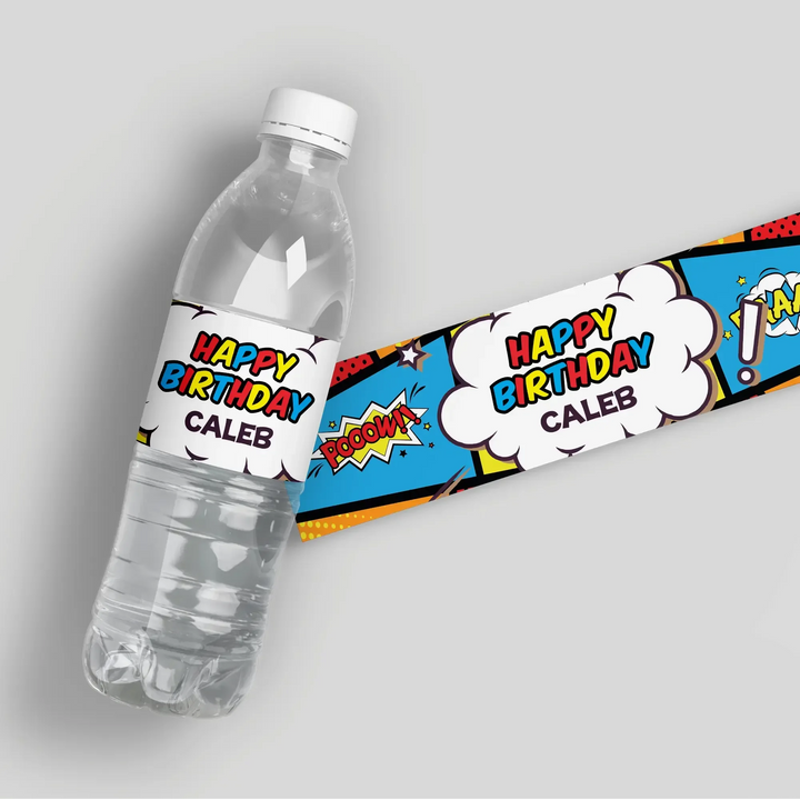 superhero-birthday-water-bottle-labels-icustomlabel-1 - iCustomLabel