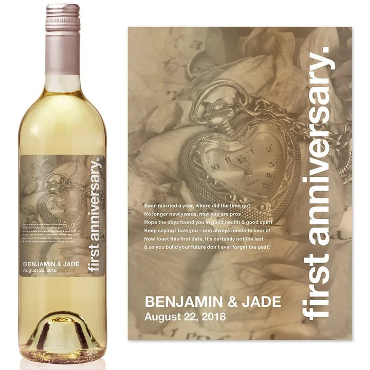 Swiss Pic First Anniversary Milestone Wine Label - iCustomLabel