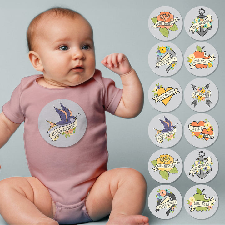 Tattoo Baby Month Stickers - iCustomLabel