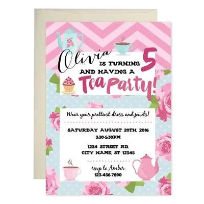 Tea Party Birthday Invitations - iCustomLabel