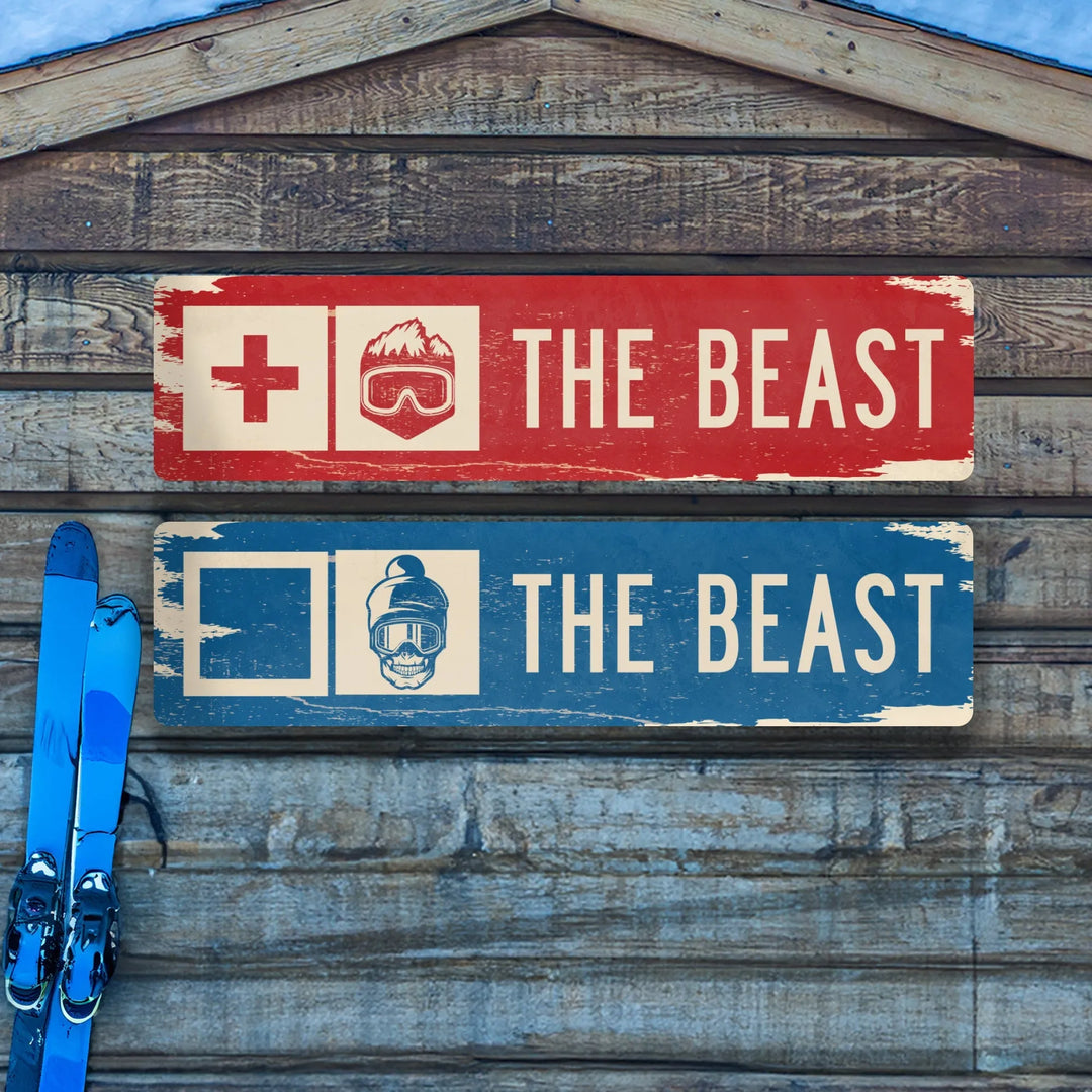 The Beast Ski Trail Distressed Metal Sign - iCustomLabel
