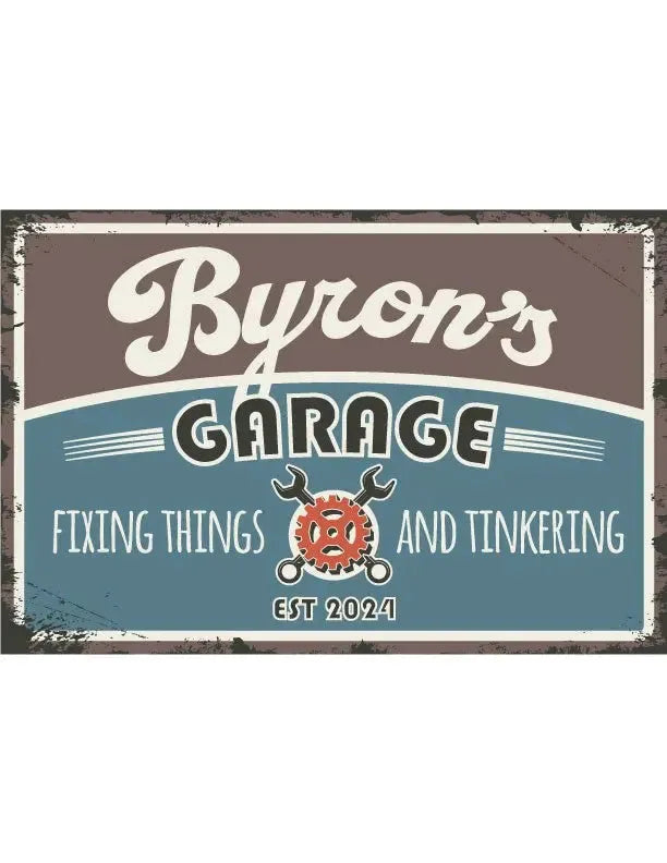 Tinkering Garage Metal Sign - iCustomLabel