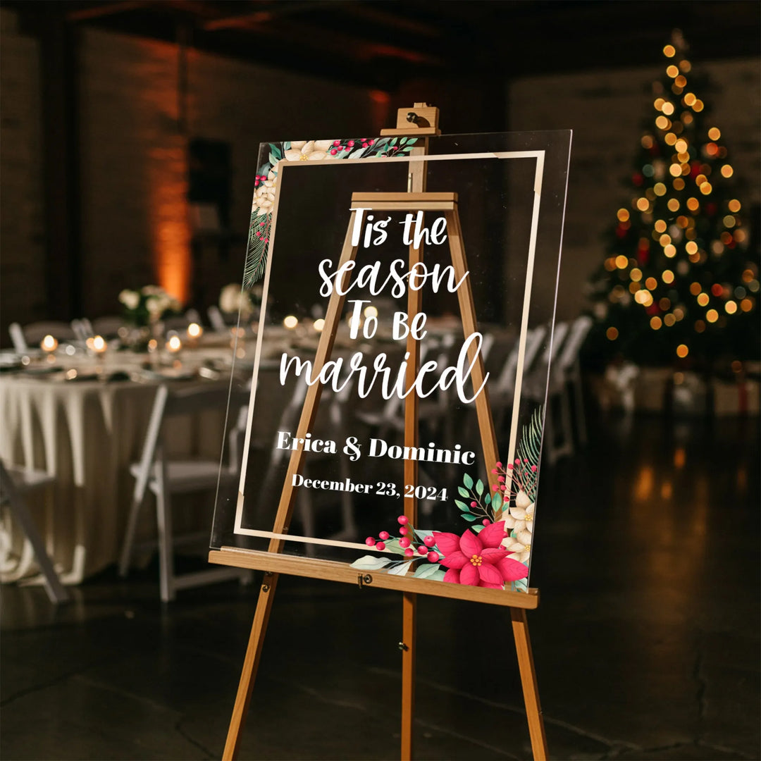Tis The Season Wedding Welcome Sign - iCustomLabel