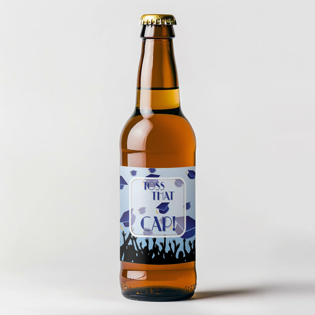 Toss That Cap Graduation Beer Label - iCustomLabel