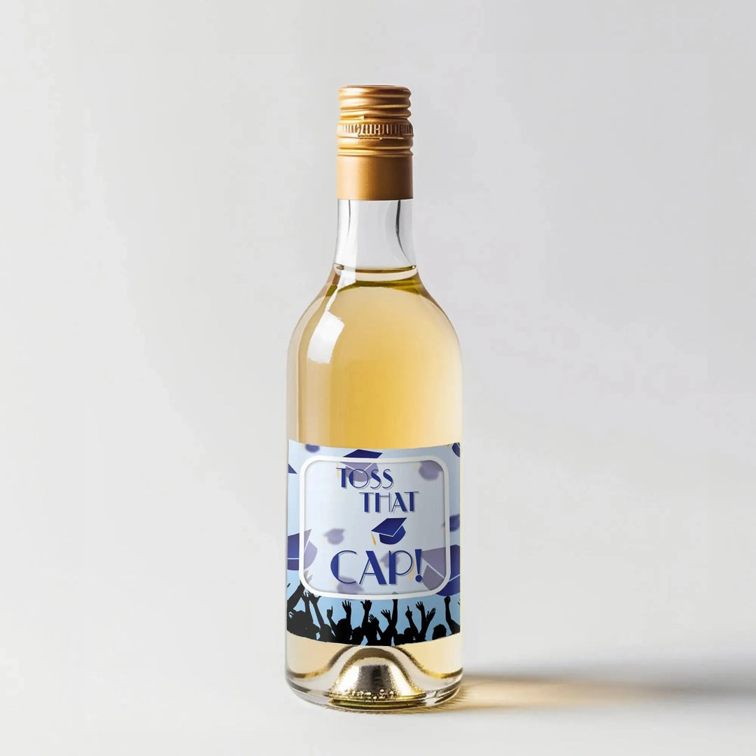 Toss That Cap Graduation Mini Wine Label - iCustomLabel