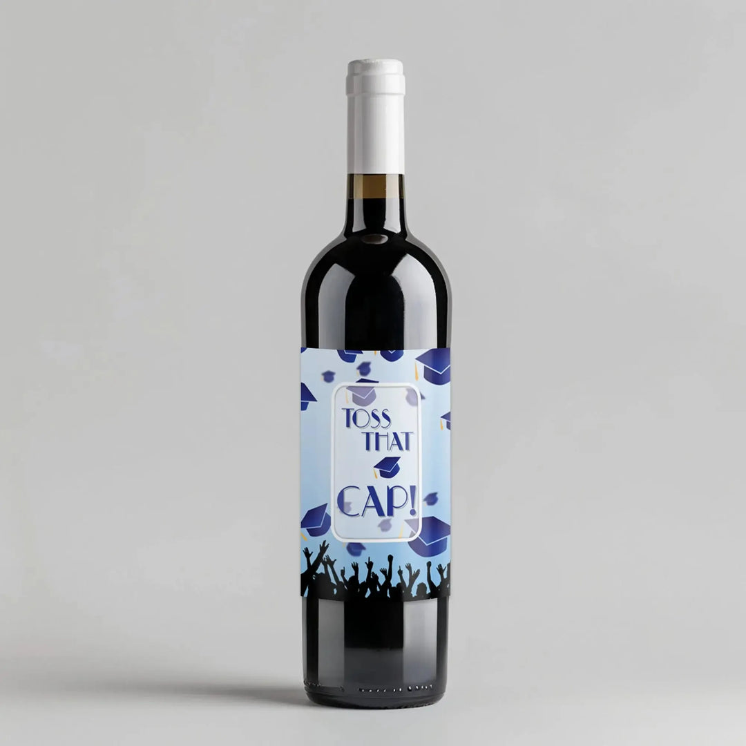 Toss The Cap Graduation Wine Label - iCustomLabel