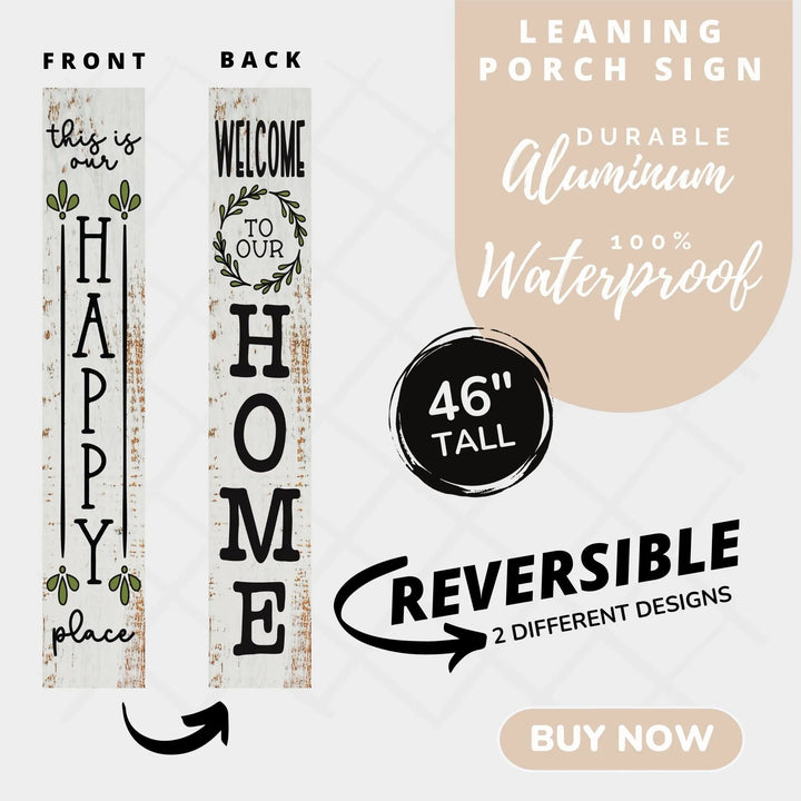 Traditional Happy Place Leaner Welcome Sign - iCustomLabel