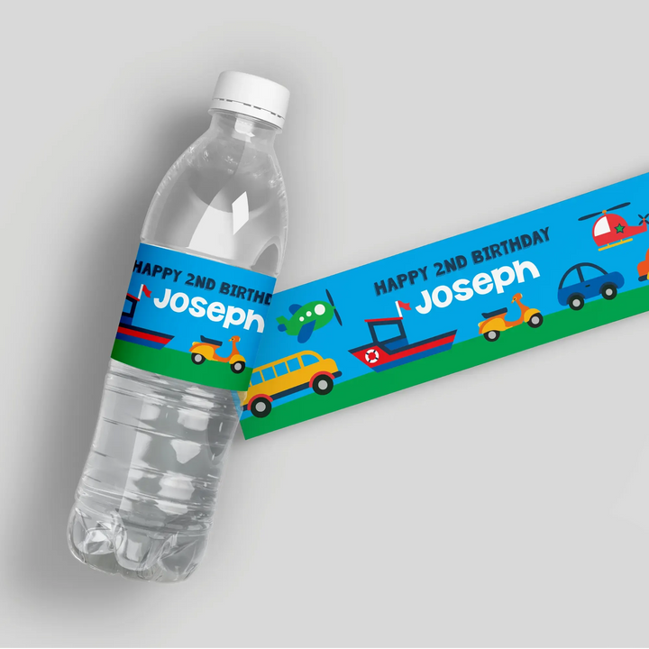 Transportation Water Bottle Labels - iCustomLabel