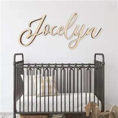 Trendy Script Wood Name Sign - iCustomLabel