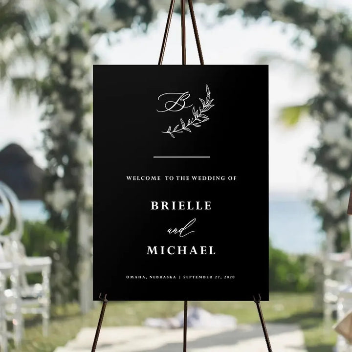 Twig Leaves Wedding Welcome Sign - iCustomLabel