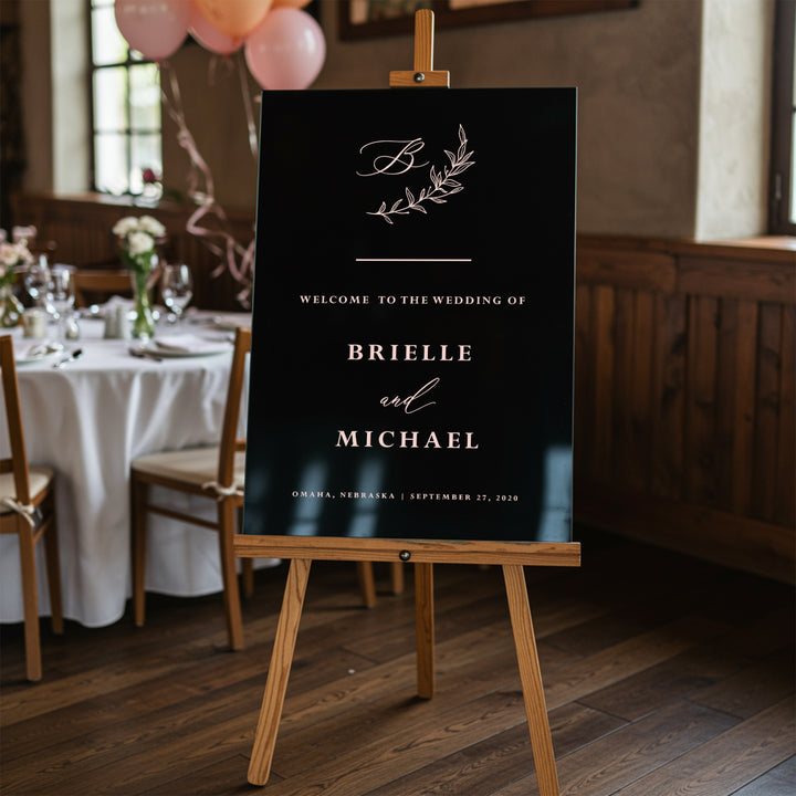 Twig Leaves Wedding Welcome Sign - iCustomLabel