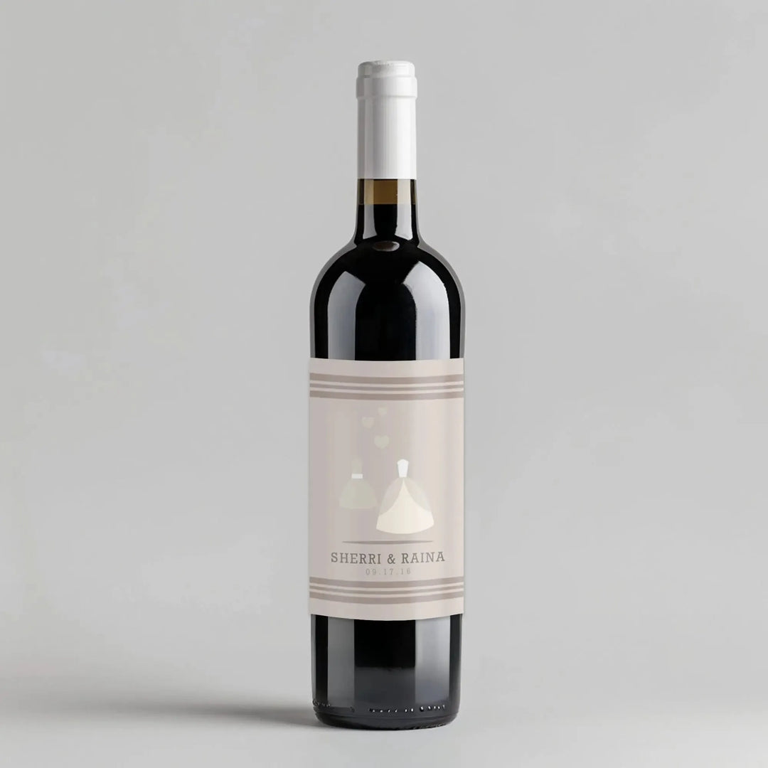 Two Dresses Wine Label - iCustomLabel
