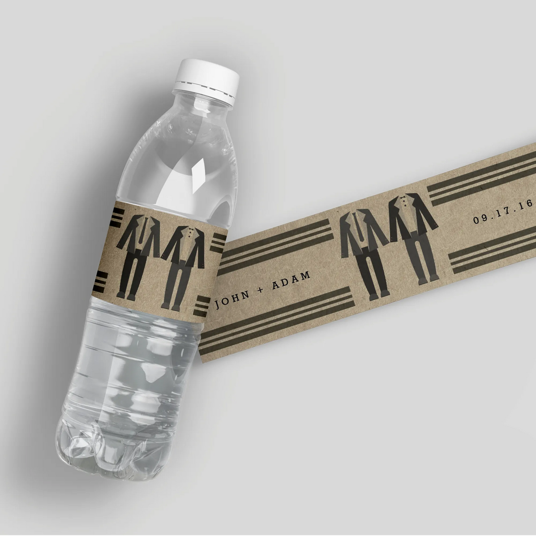 Two Tuxes Water Bottle Labels - iCustomLabel