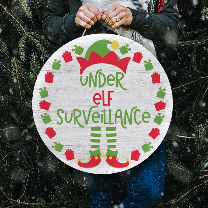 Under Elf Surveillance Christmas Door Decorations - iCustomLabel