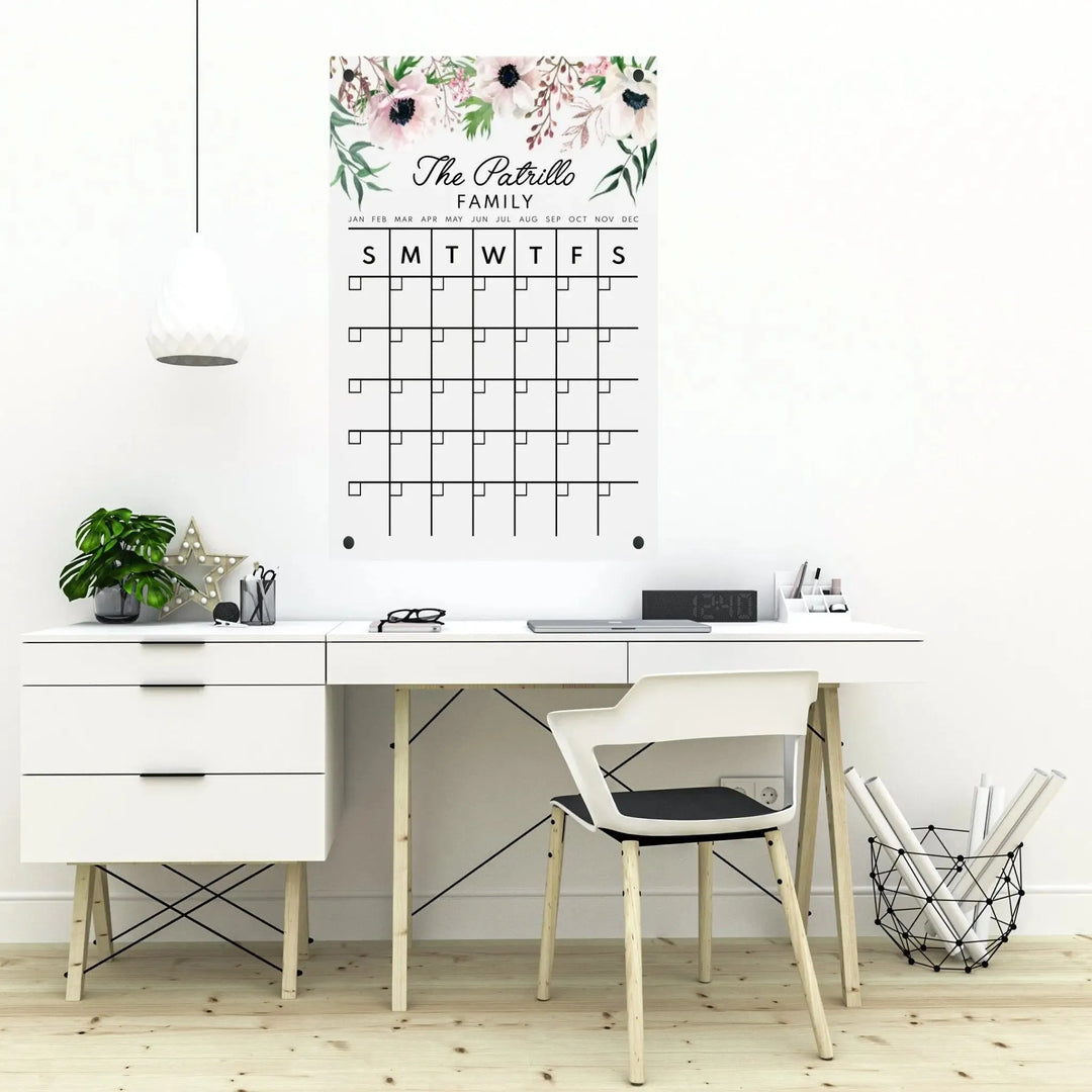 Vertical Floral Acrylic Wall Calendar - iCustomLabel