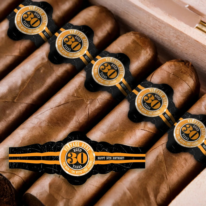 Vintage Dude 30th Birthday Cigar Bands - iCustomLabel