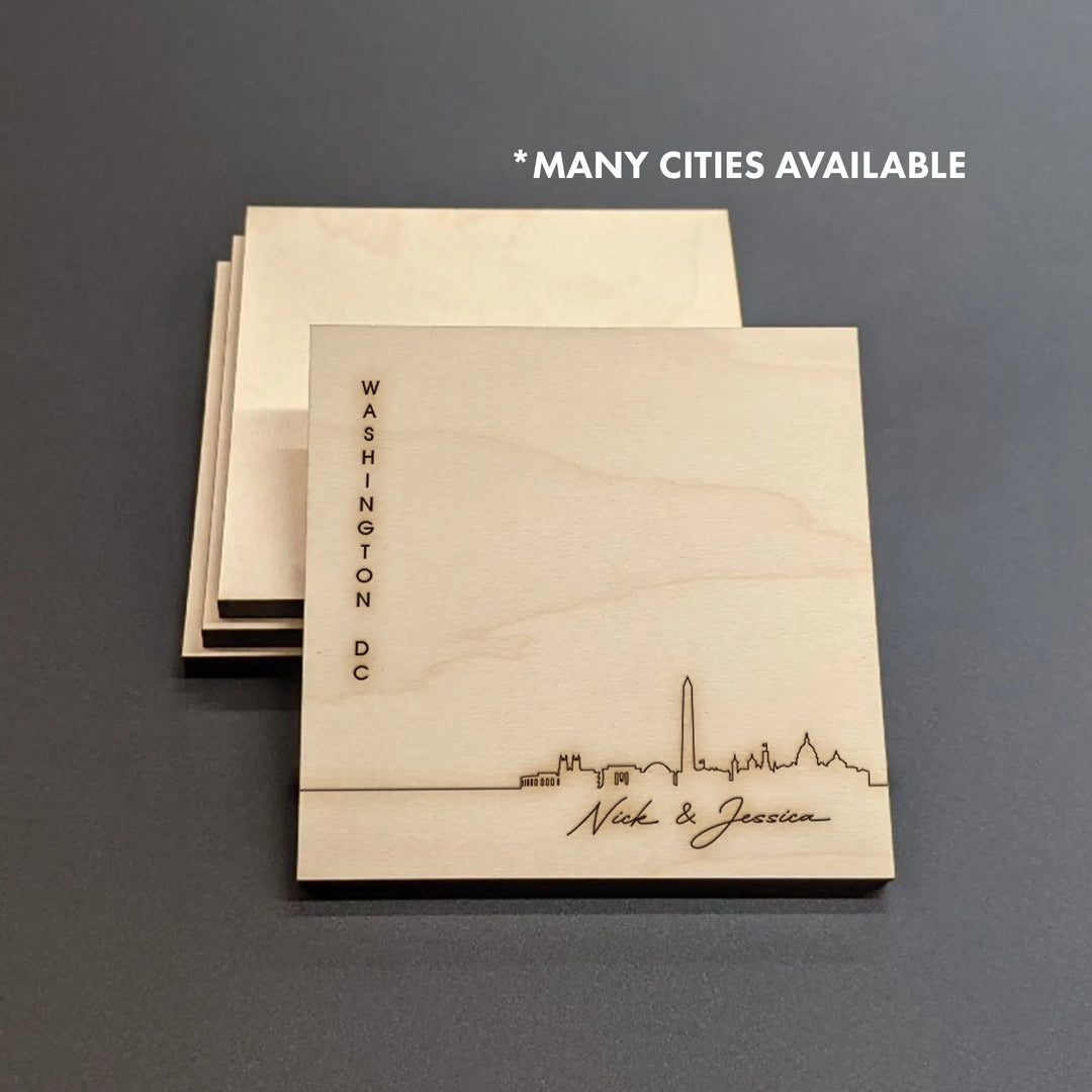 Washington DC Skyline Wood Coasters - iCustomLabel