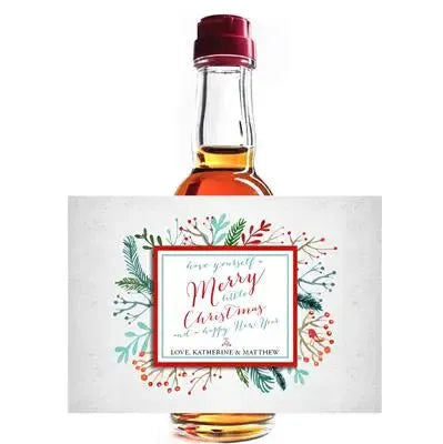 Watercolor Bird Holiday Mini Liquor Label - iCustomLabel