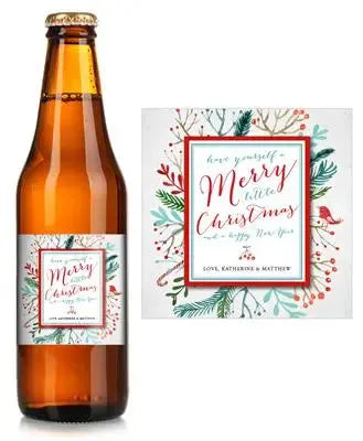 Watercolor Christmas Beer Label - iCustomLabel