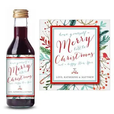 Watercolor Christmas Mini Wine Label - iCustomLabel