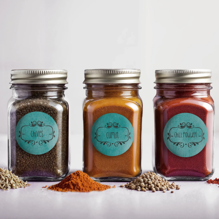 Watercolor Swirly Teal Spice Labels