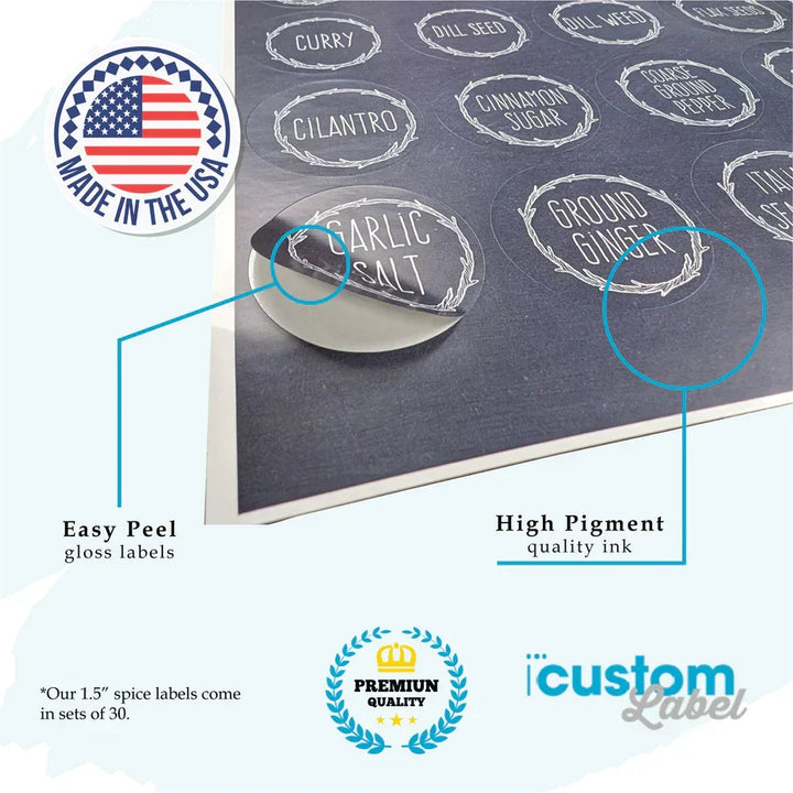 Watercolor Swirly Teal Spice Labels