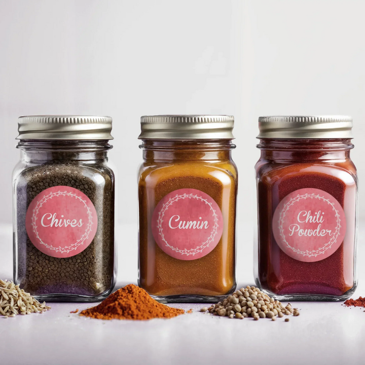 Watercolor Wreath Coral Spice Labels