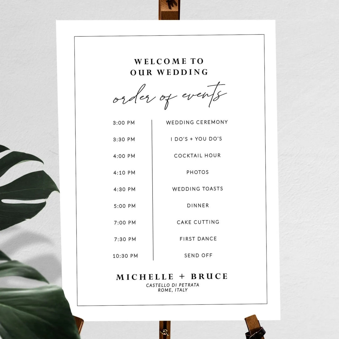 Wedding Day of Events Timeline Sign - iCustomLabel