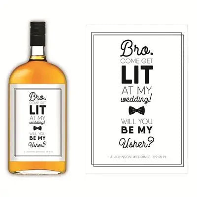 Wedding Lit Usher Liquor Label - iCustomLabel