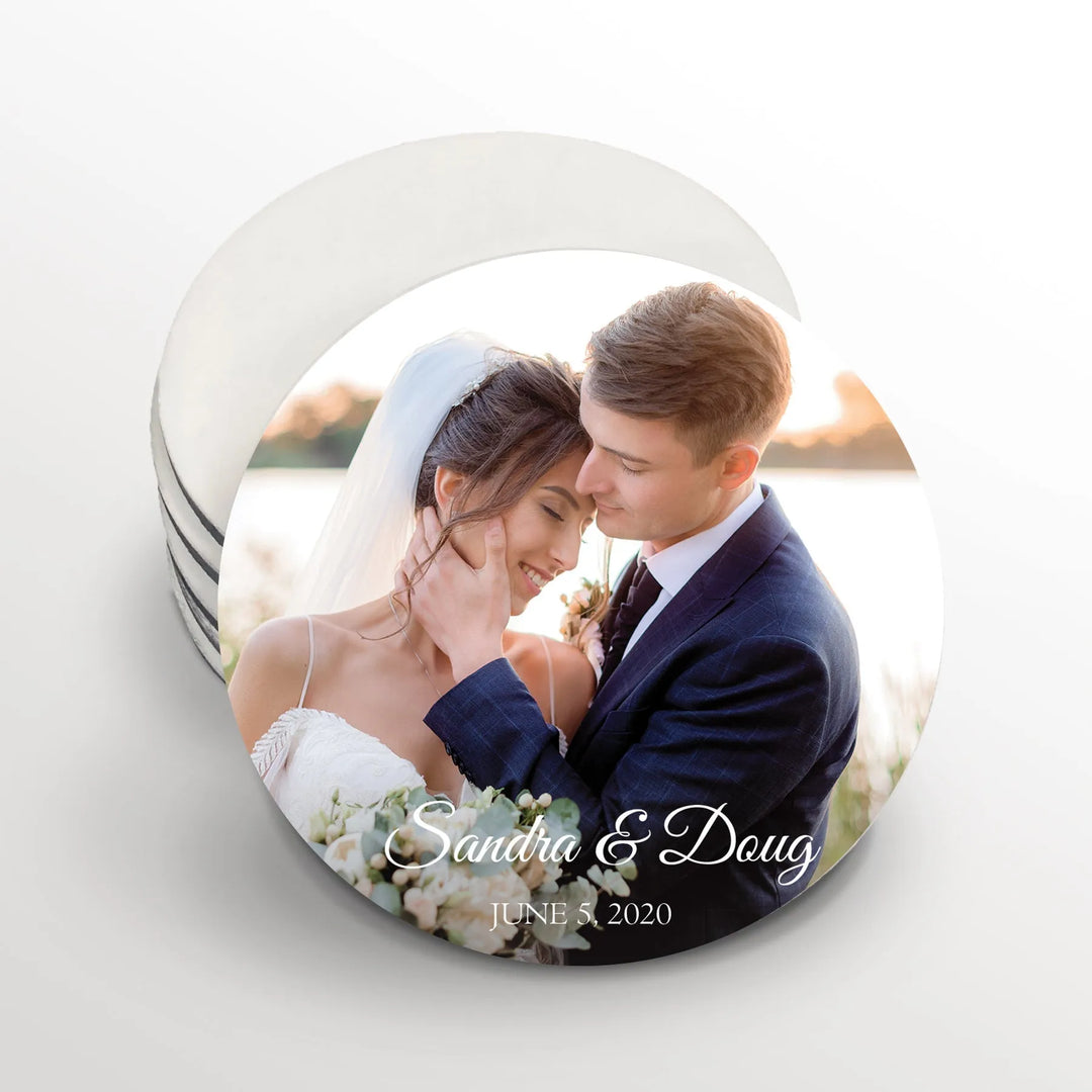 Wedding Photo Round Coasters - iCustomLabel