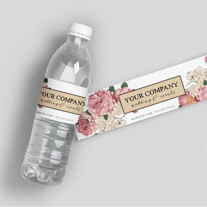 Wedding Planner Roses Water Bottle Labels - iCustomLabel