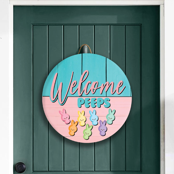 Welcome Peeps Easter Front Door Hanger - iCustomLabel