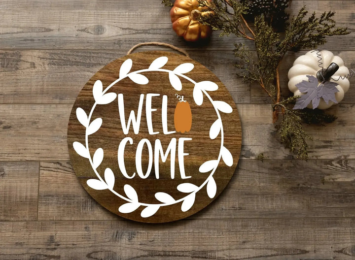 Welcome Pumpkin Door Decorations - iCustomLabel