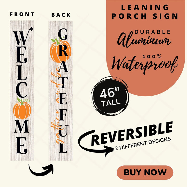 Welcome Pumpkin Sign Porch Leaner - iCustomLabel