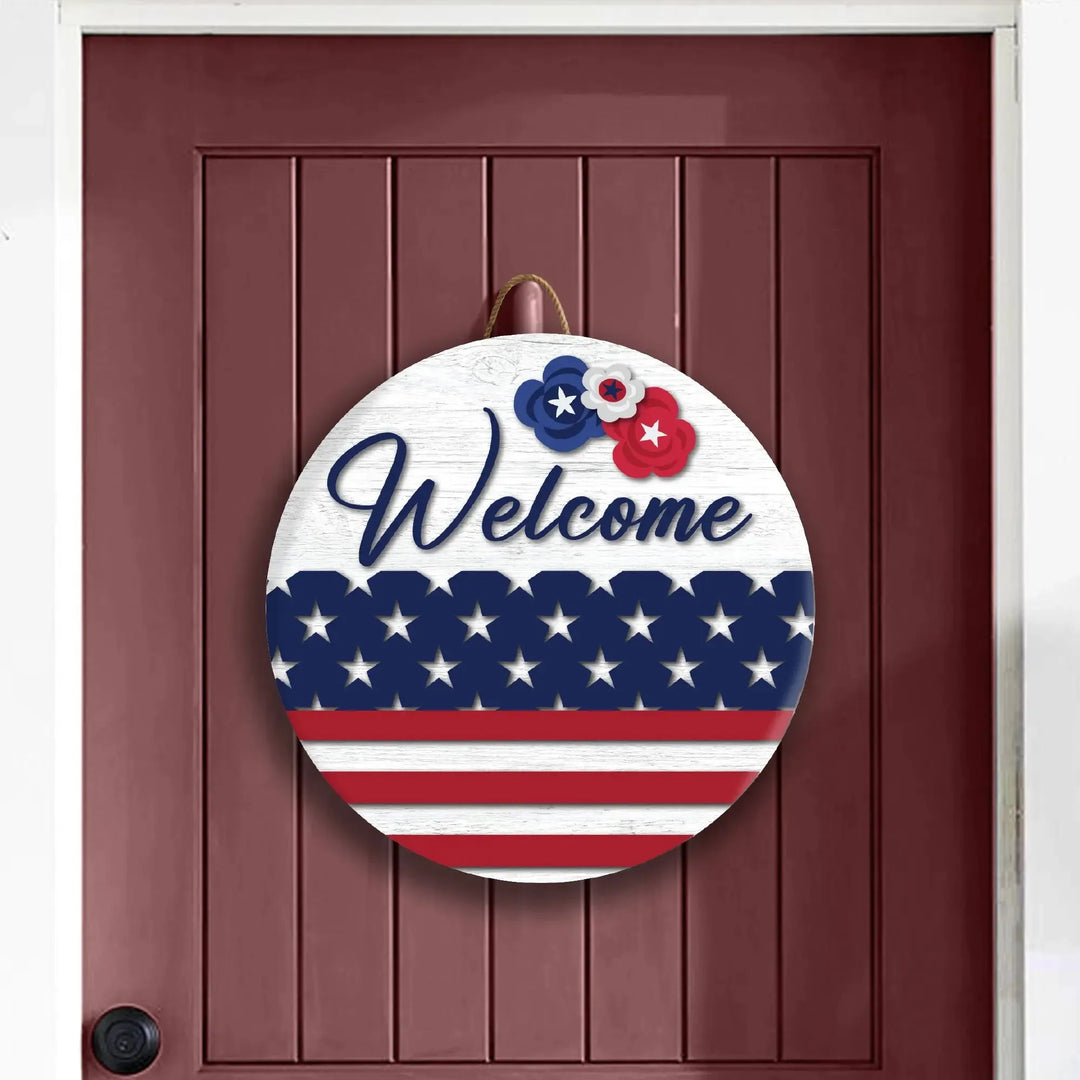 Welcome USA House Front Door Sign - iCustomLabel