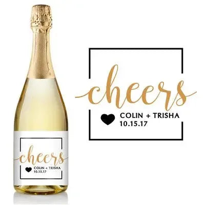 White Cheers Champagne Label - iCustomLabel